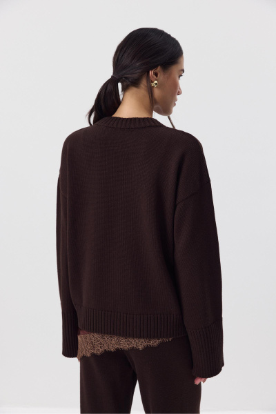 Джемпер из мериносовой шерсти с круглым вырезом (Шоколадный) (one size) 