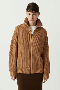 Кардиган на молнии из хлопка (бежевый)