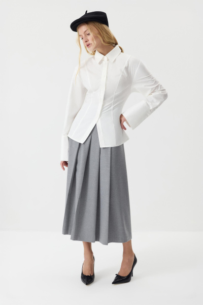 Рубашка приталенная из хлопка (молочный) (M/L) 