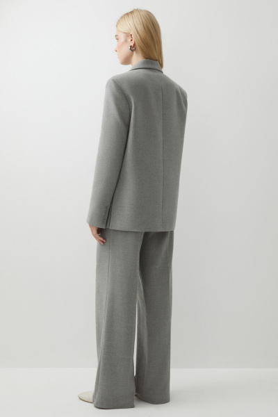 Пиджак оверсайз с боковыми разрезами из костюмной ткани (серый меланж) (M) 