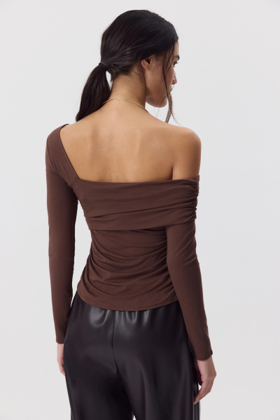 Лонгслив со спущенным плечом  (Шоколадный) (M) 