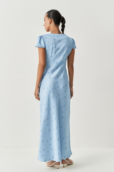 Платье из сатина с принтом (голубой) (XS)