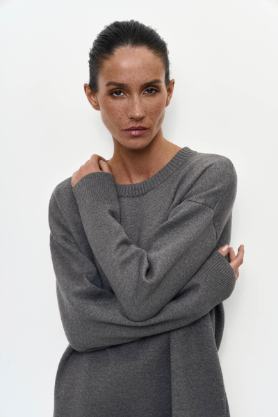 Свитер удлиненный (one size, темно-серый) 