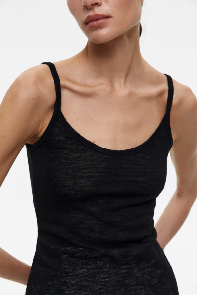 Топ из полупрозрачного трикотажа (XS, черный) 2159