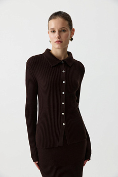 Джемпер-поло с пуговицами (Шоколадный)