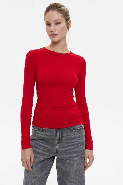 Лонгслив базовый из вискозы (алый) (XS)