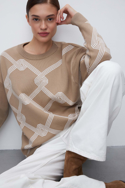Свитер из хлопка pattern CHARMSTORE (one size, бежевый-молоко) 2188