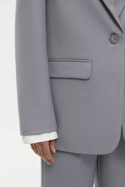 Пиджак с контрастными манжетами (M, серый) 2775