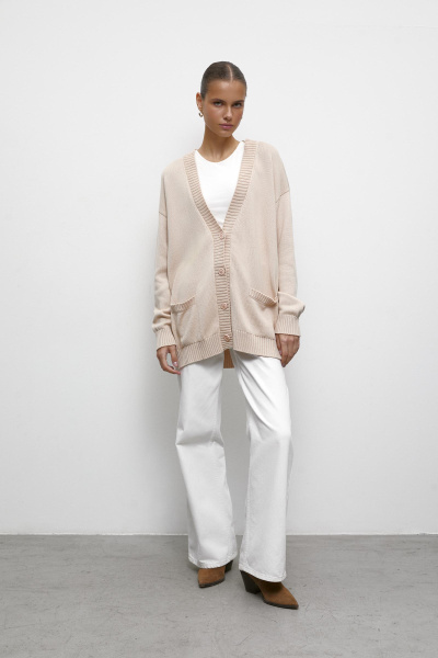 Кардиган из хлопка (one size, бежевый) 2182