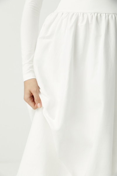 Платье-баллон с длинным рукавом (молочный) (M)