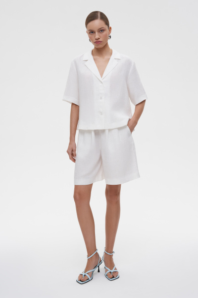 Рубашка с коротким рукавом изо льна (M/L, молочный) 2207