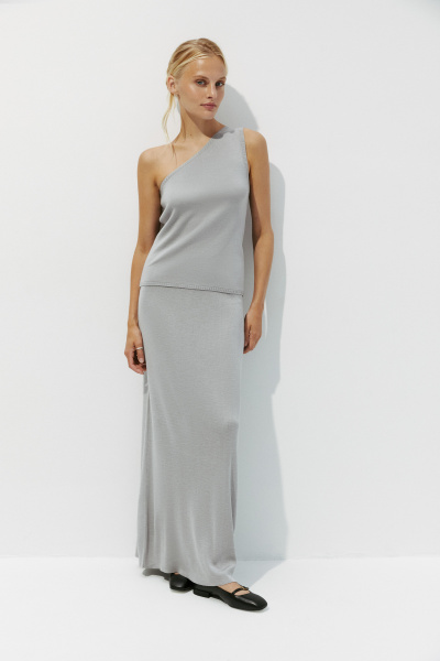 Топ вязаный на одно плечо (XS, серый)