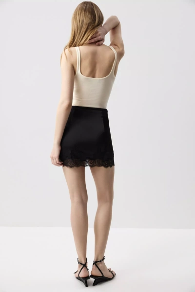 Юбка мини с кружевом (Черный) (S) 