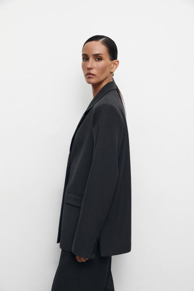 Пиджак оверсайз с боковыми разрезами (M/L, темно-серый) 2787