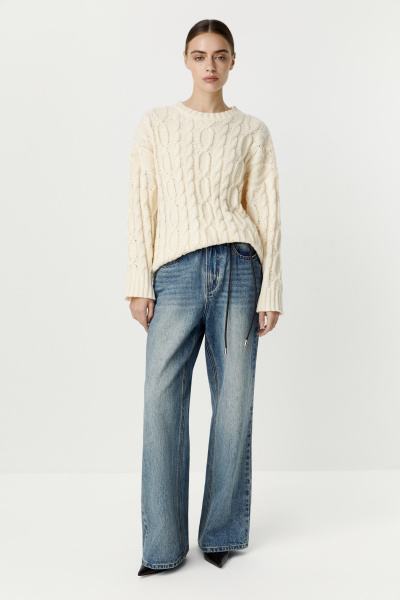 Джемпер с косами базовый (кремовый) (XS)