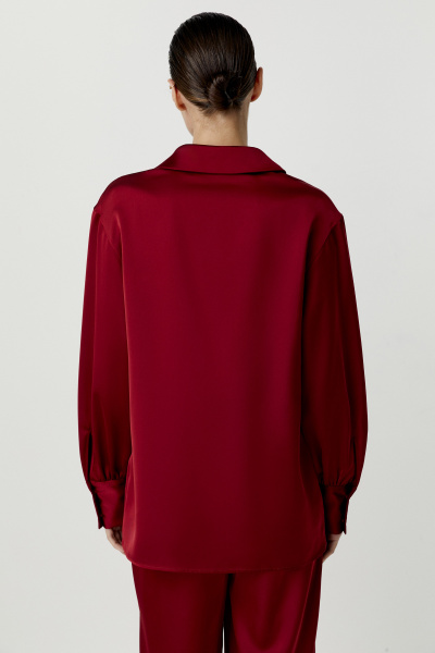 Рубашка из сатина с высоким манжетом (бордовый) (M/L) 