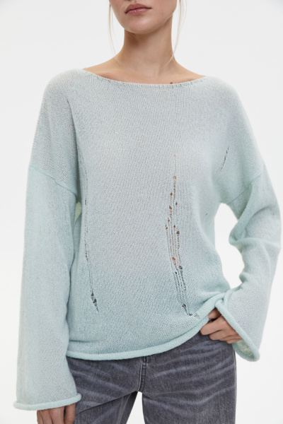 Джемпер оверсайз с гранжевым эффектом (XS/S, оливковый) 