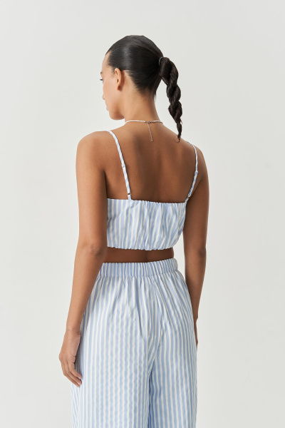 Блузка типа "топ" на бретелях в полоску (голубой) (M) 