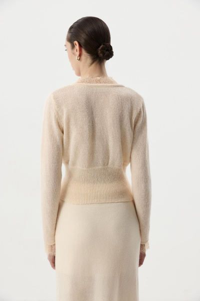 Кардиган с кружевом (Кремовый) (M) 