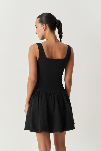 Платье баллон изо льна (черный) (XS)