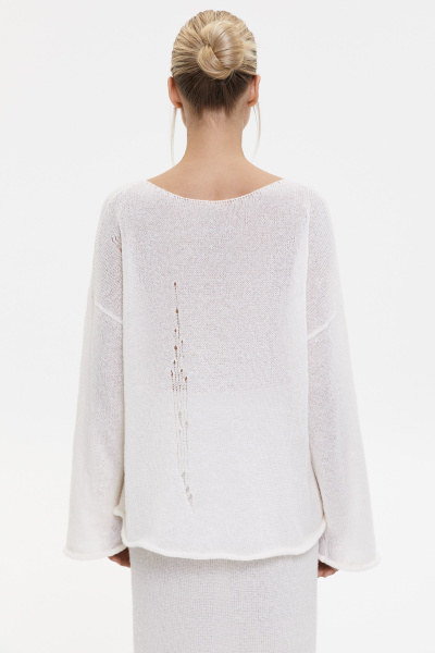 Джемпер оверсайз с гранжевым эффектом (молочный) (M/L) 