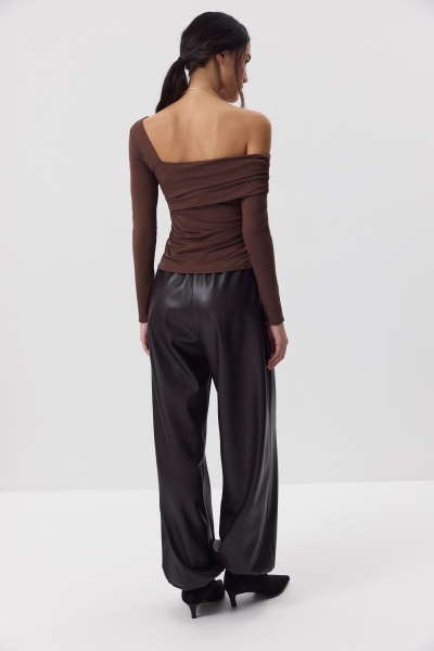 Джоггеры из эко кожи (темно-коричневый) (M/L) 