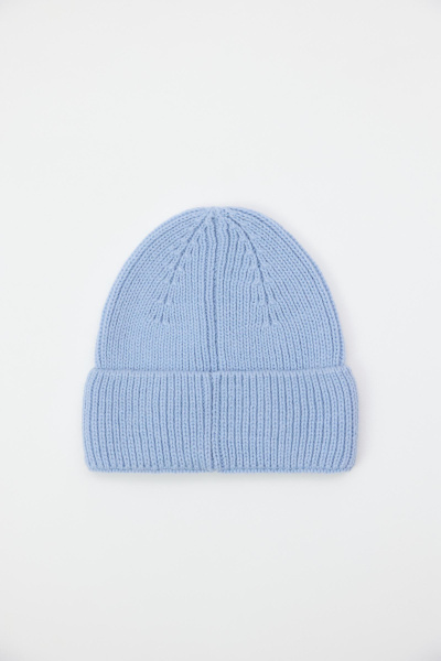 Шапка бини из шерсти мериноса (Голубой) (one size) 