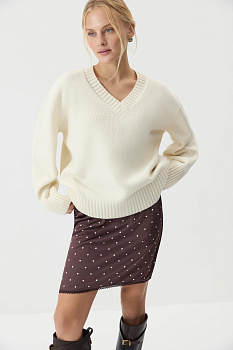 Джемпер V-neck из шерсти мериноса (Ванильный)