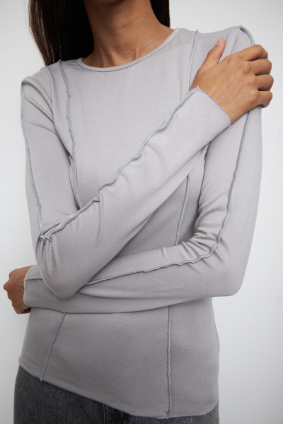 Лонгслив с декоративными швами (M, серый) 2775