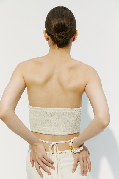 Топ силуэтный изо льна (XS, кремовый) 