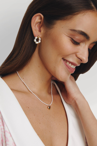 Серьги с жемчужными бусинами (золото-жемчужный)