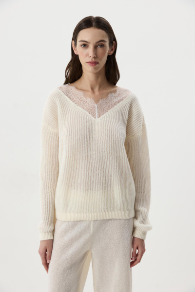 Джемпер с кружевом (Молочный) (XS/S) 