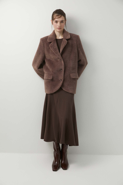Пиджак оверсайз из ворсовой ткани (коричневый) (XS/S) 
