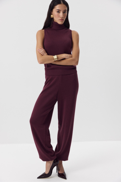 Брюки - джоггеры вязаные с шерстью (сливовый) (M) 
