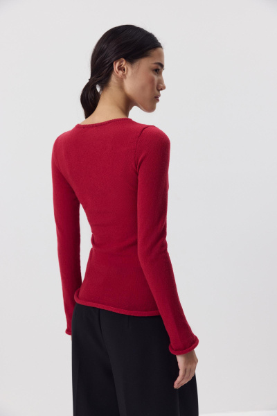 Лонгслив вязанный со сборкой (Винный) (M) 