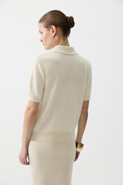 Футболка-поло вязаная (Молочный) (XS) 