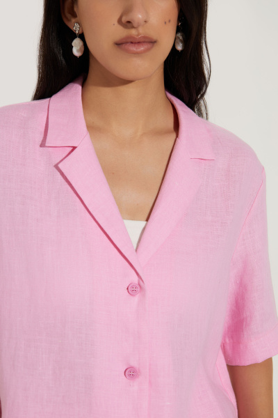 Рубашка с коротким рукавом изо льна (M/L, барби) 2169