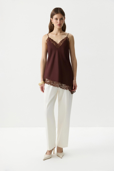 Топ с кружевом (Коричневый) (M) 