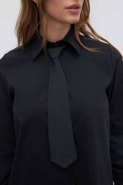 Рубашка классическая со съемным галстуком (L, черный) 2159