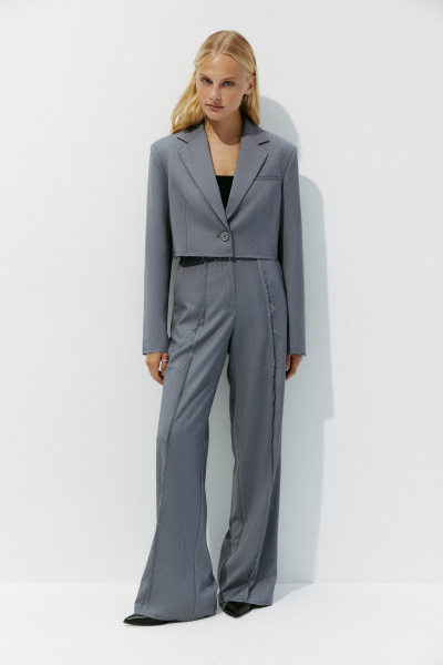 Жакет укороченный в гранжевом стиле (серый меланж) (XS) 