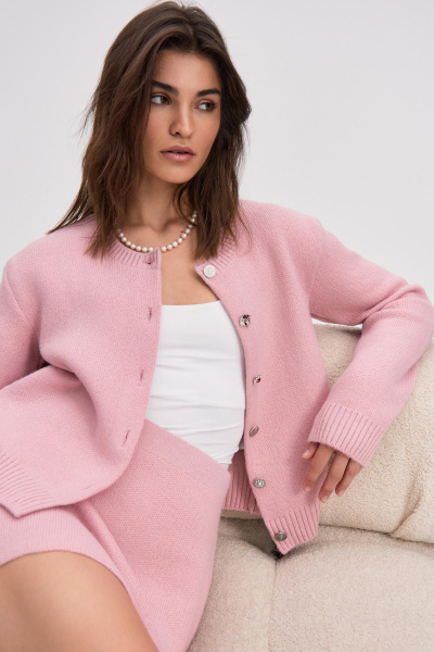 Кардиган с декоративными пуговицами (розовый) (M/L) 