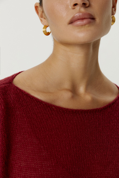 Джемпер ажурной вязки (XS/S, винный) 