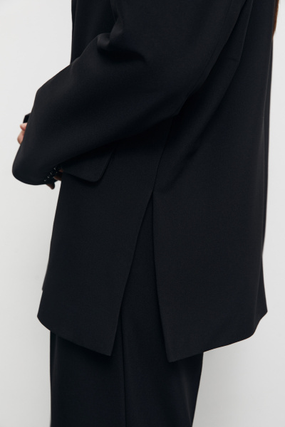 Пиджак оверсайз с боковыми разрезами (M/L, черный) 2159