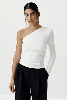 Топ асимметричный с рукавом (молочный)