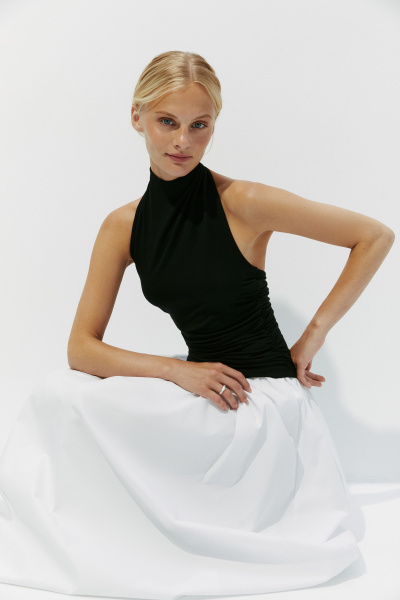 Топ халтер со стойкой (черный) (XS) 