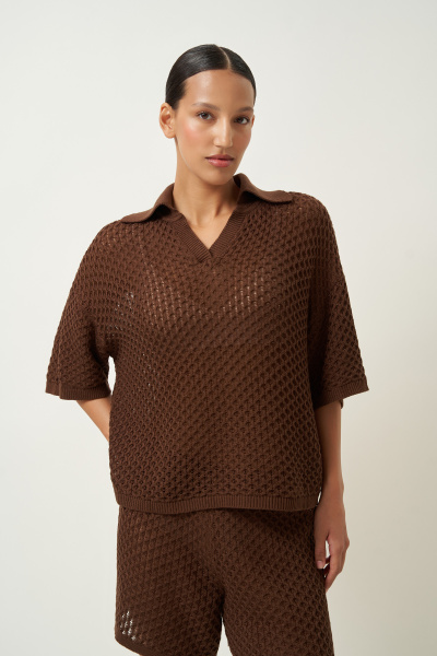 Костюм вязаный из хлопка (коричневый) (M/L) 