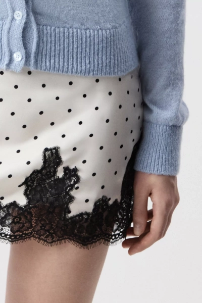 Юбка мини с кружевом (Горох на молочном) (S) 