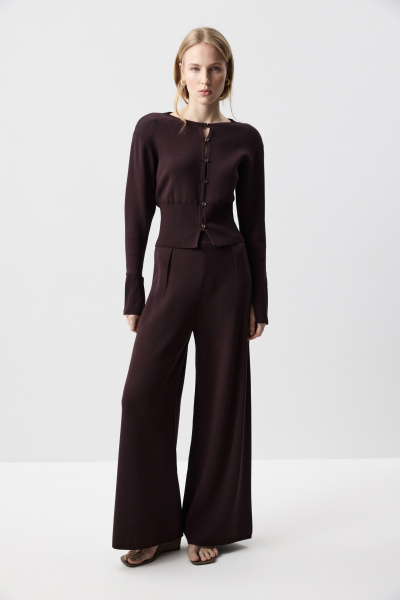 Брюки вязаные с защипами (Шоколадный) (M/L) 