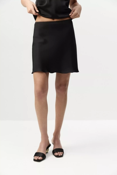 Юбка мини из сатина (черный) (S) 