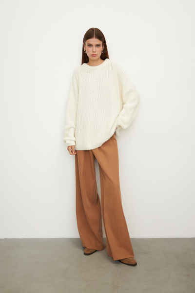 Свитер крупной вязки из хлопка (one size, молочный) 2207